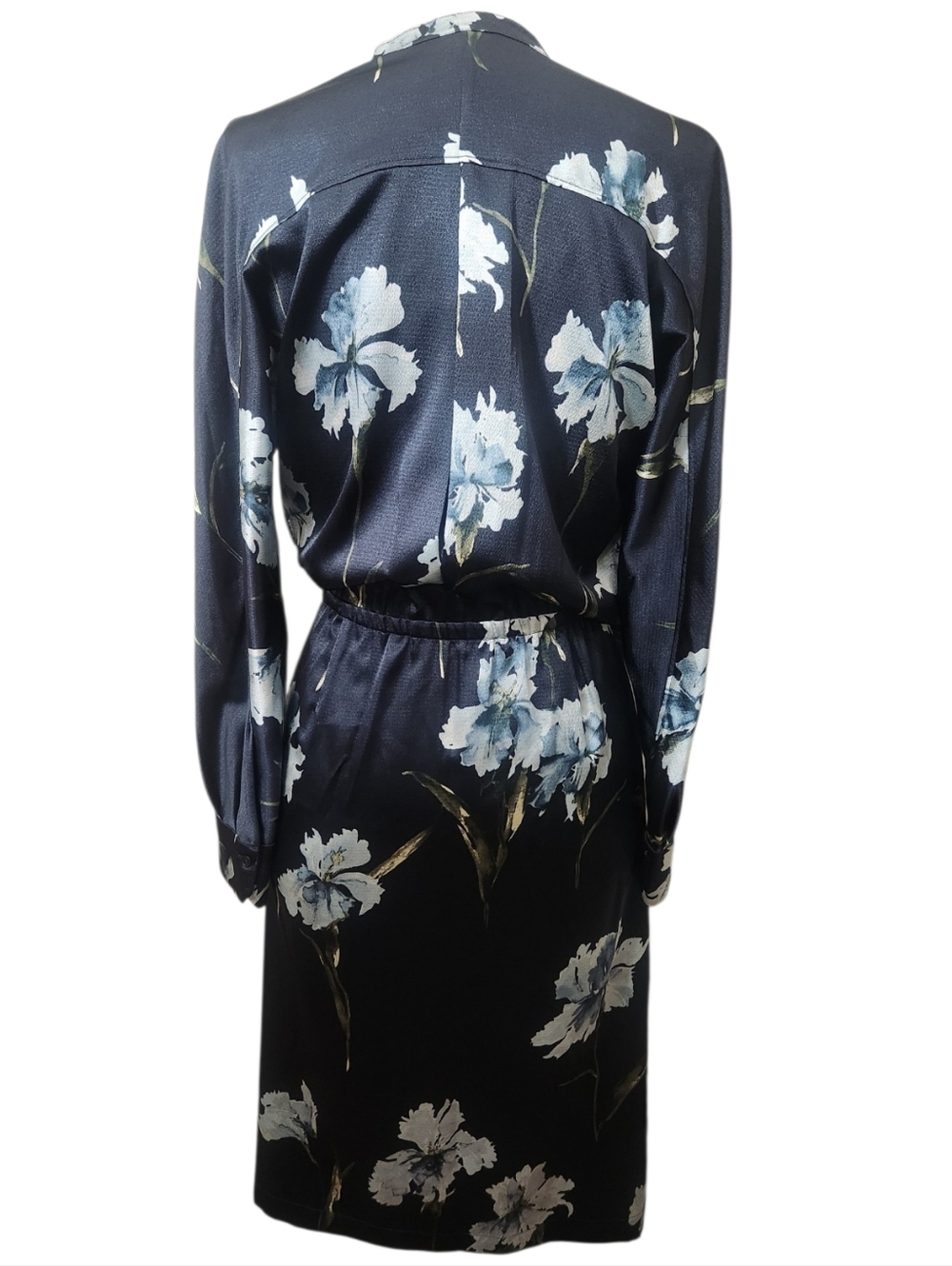 VINCE Satin Iris Print Blouson Dress - Size S - Picture 10 of 16
